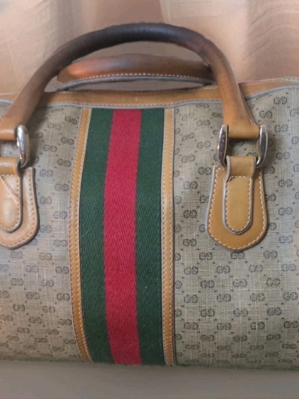 Classic Auth Gucci Boston Bag GG Pattern Sherry Line - Picture 5 of 10